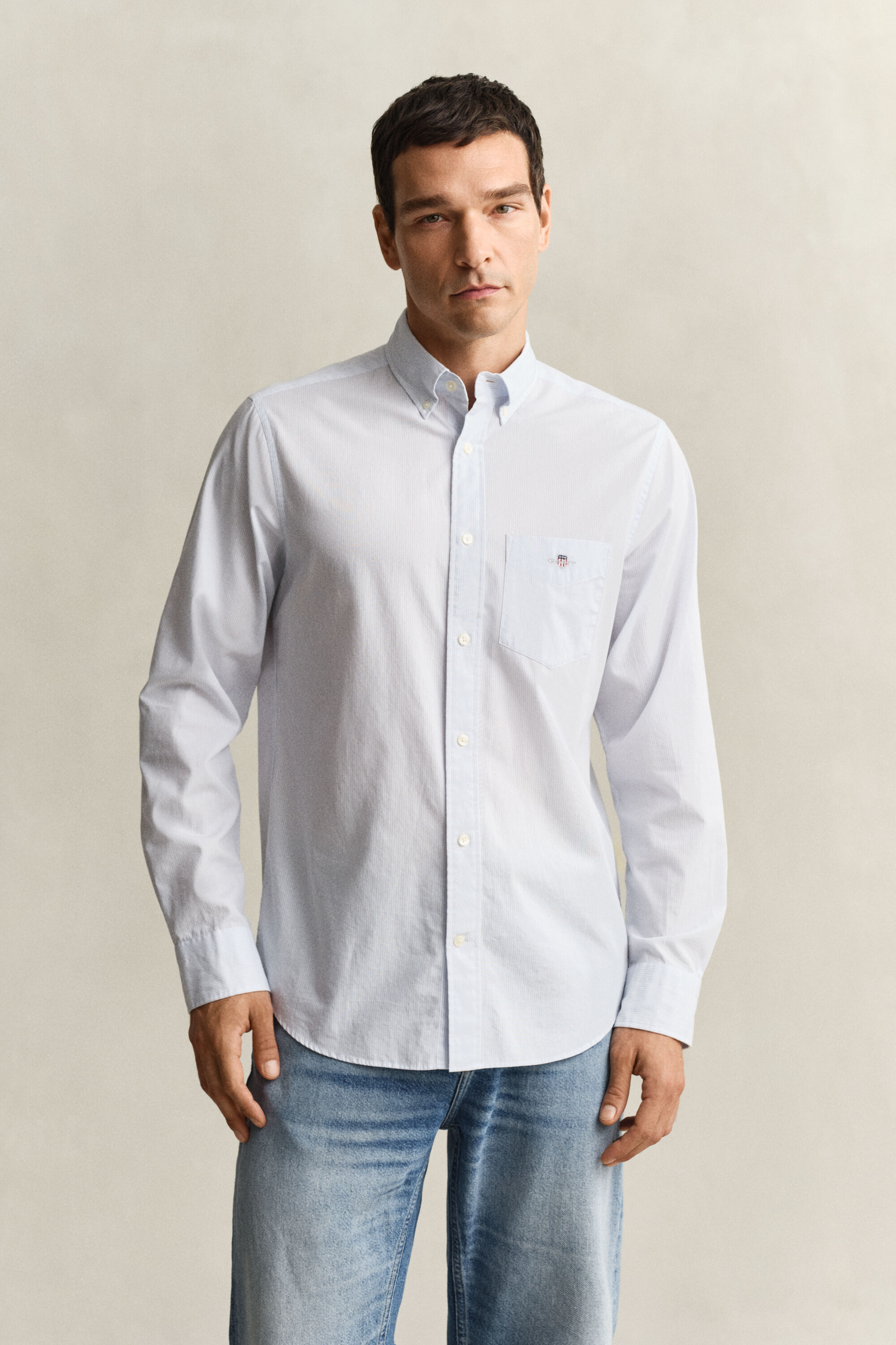 Camicia classica in popeline a righe Banker