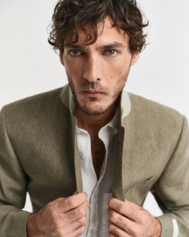 Giacca da abito in lino-cotone slim fit