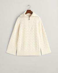 Maglia con motivo a spina di pesce con zip corta