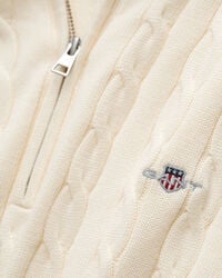 Maglia con zip corta in cotone a trecce