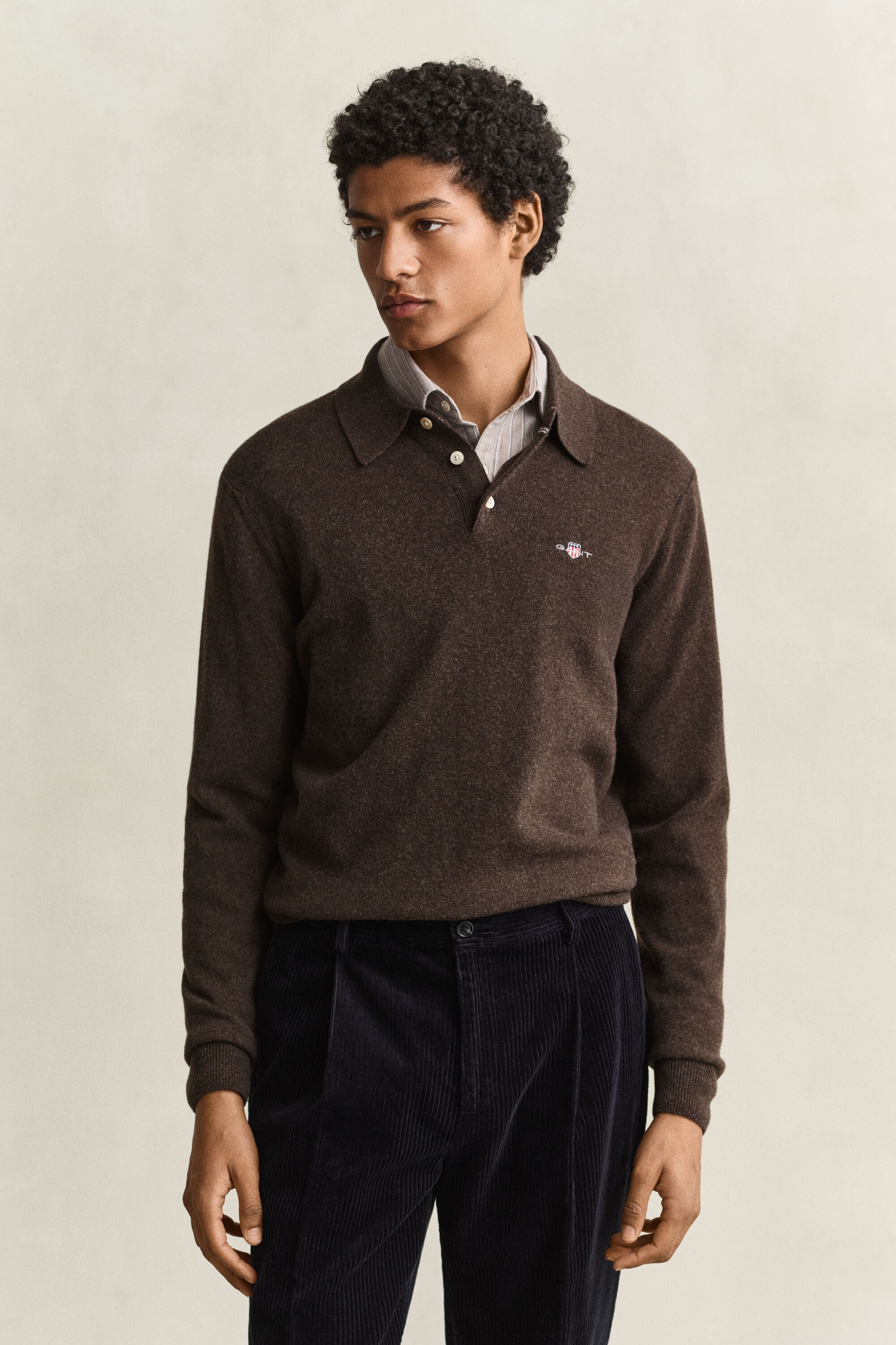 Maglia polo in finissima lana d’agnello