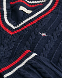 Maglia con scollo a V a trecce a righe Teens