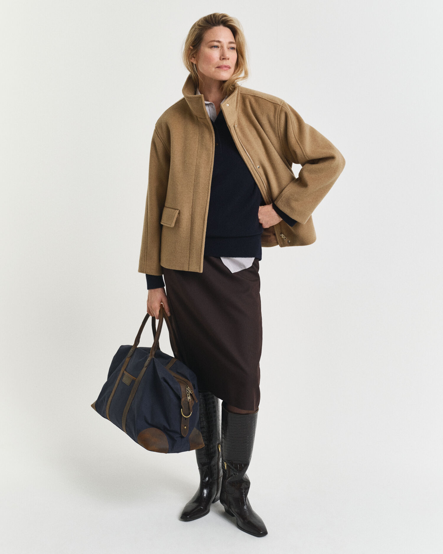 Giacca corta con zip in lana