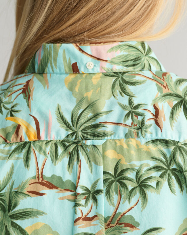 Camicia a maniche corte in cotone Palm Print Teens