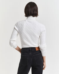 Maglia a collo alto in cotone elasticizzato a trecce