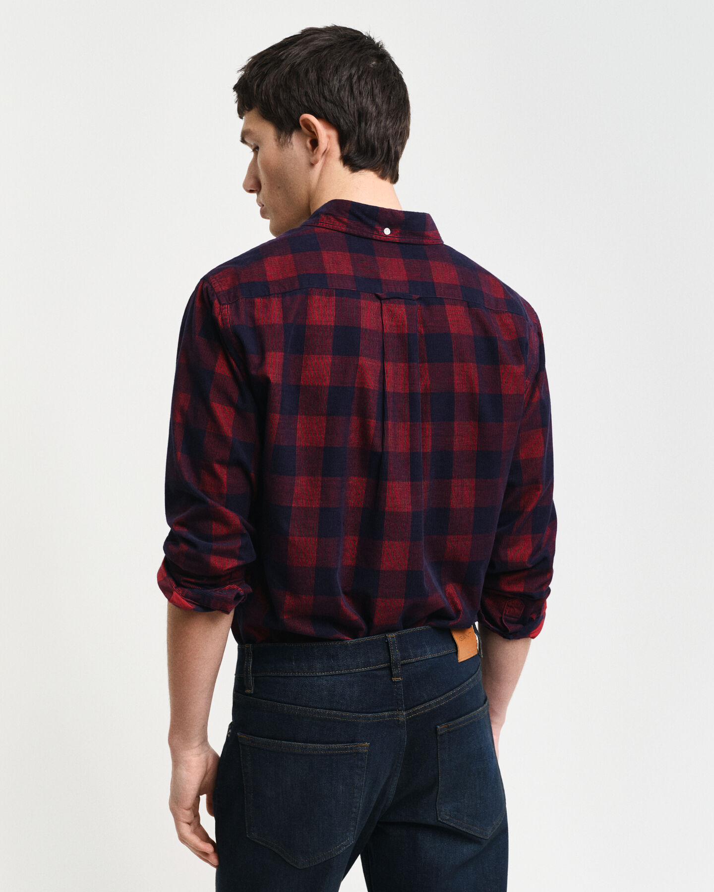 Camicia in velluto a coste a quadri regular fit