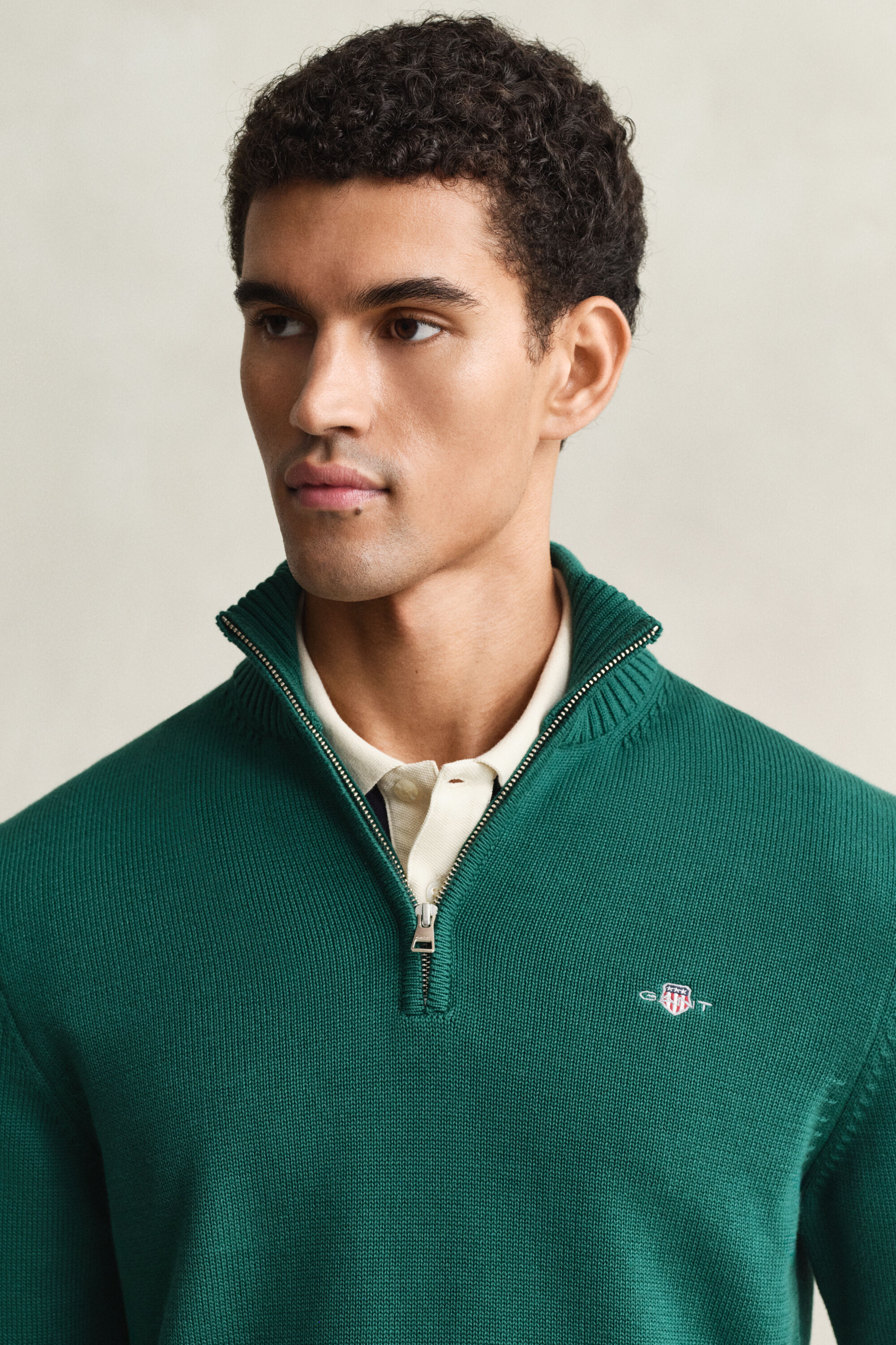 Maglia in cotone casual con zip corta