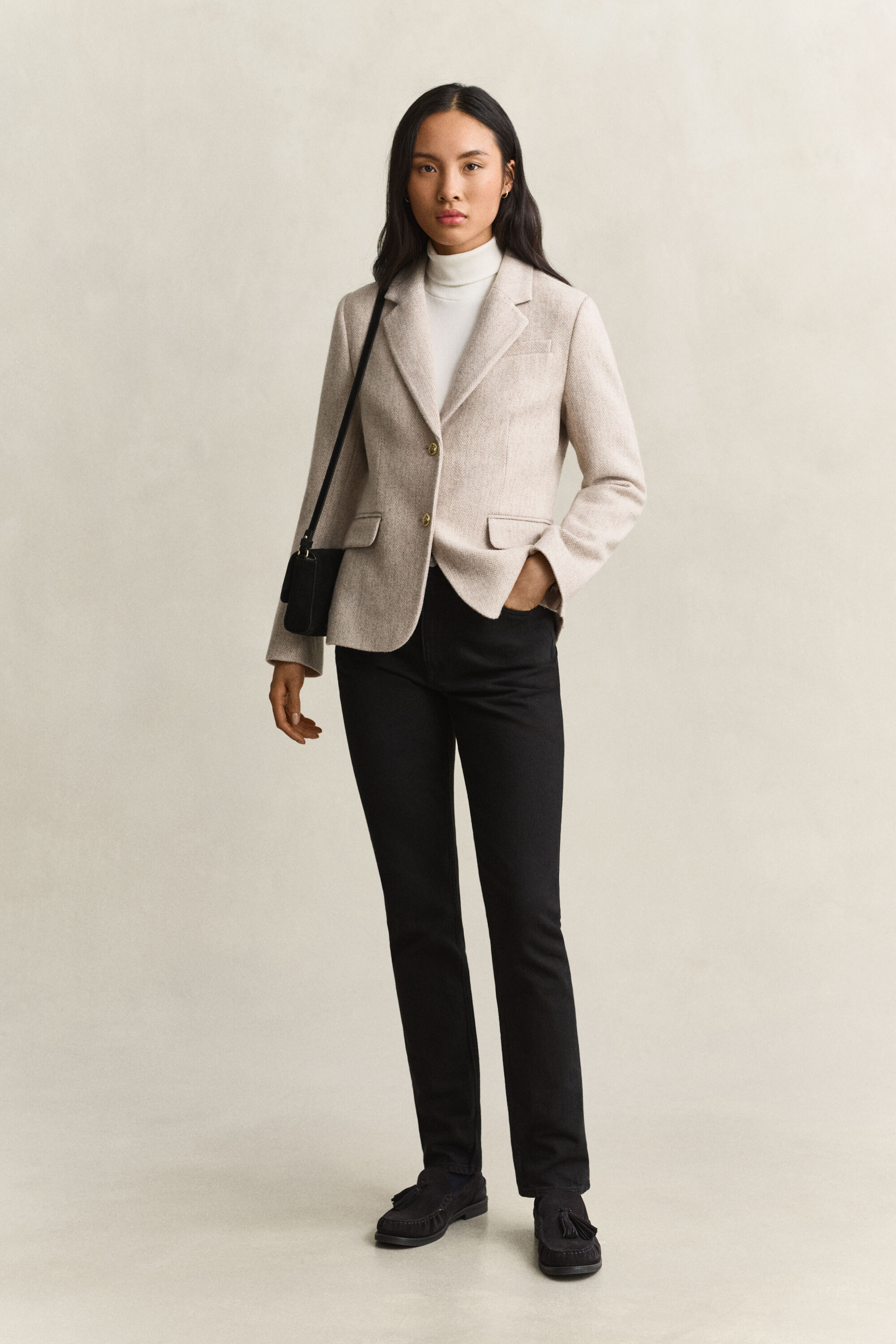 Blazer con motivo a spina di pesce