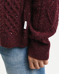 Cardigan con zip lavorato a trecce
