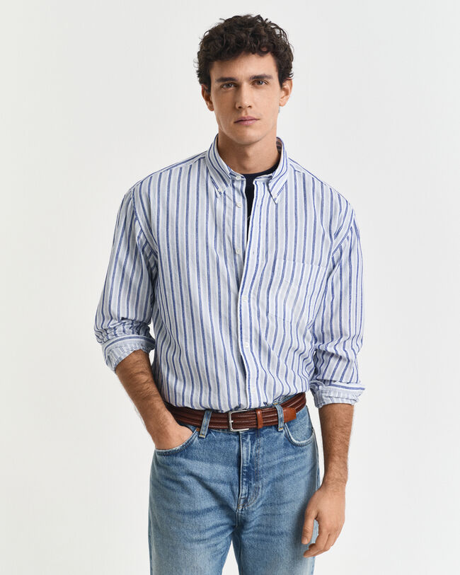 Camicia a righe testurizzate relaxed fit