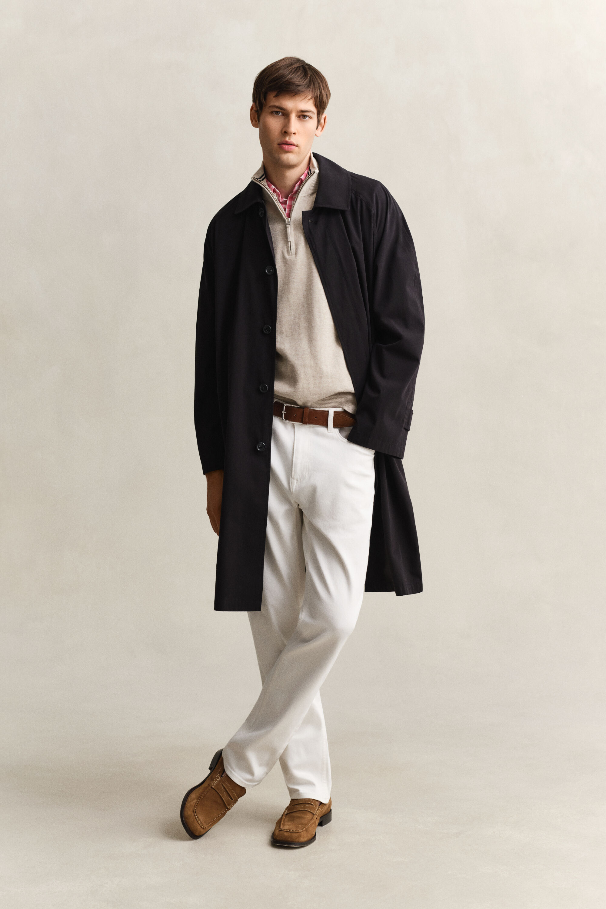 Maglia in cotone classico con zip corta