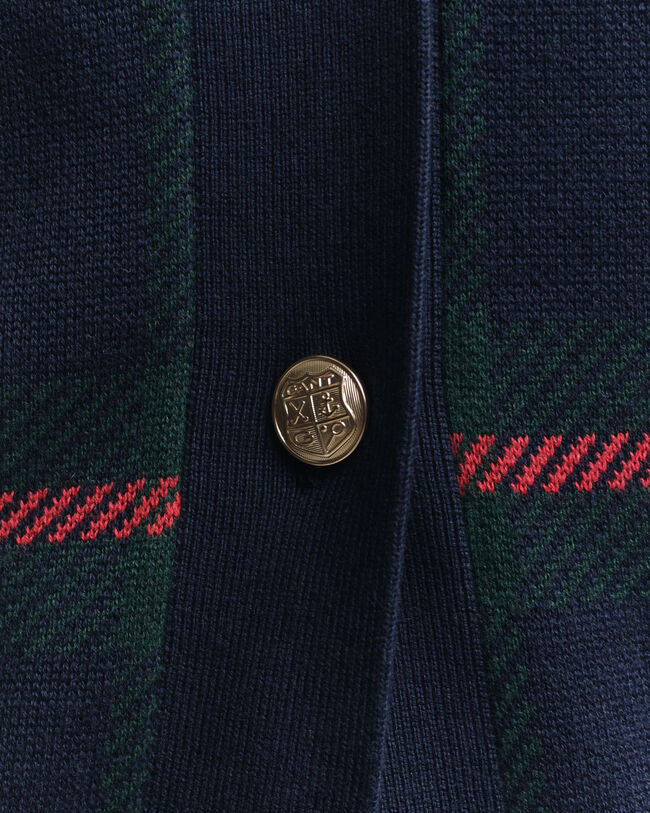 Cardigan a quadri con scollo a V