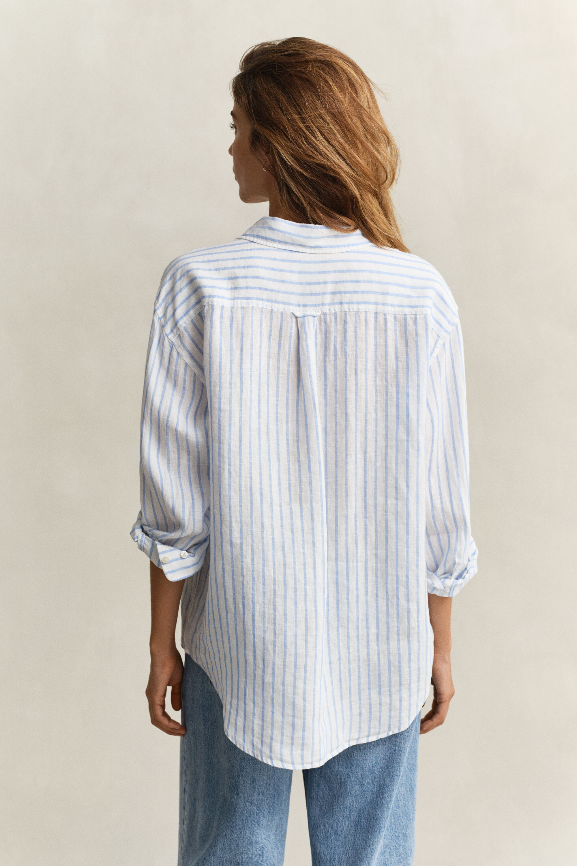 Camicia di lino a righe relaxed fit