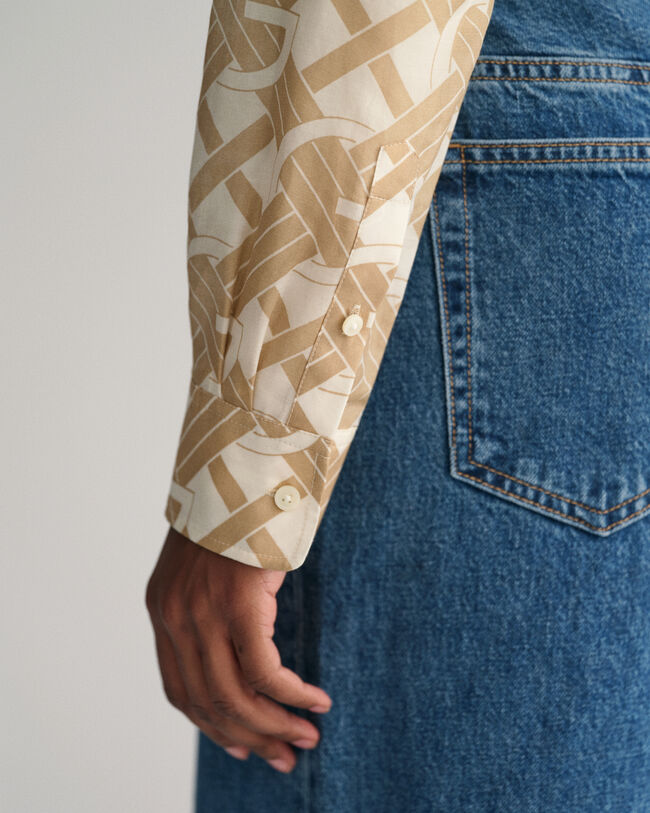 Camicia in misto cotone e seta con motivo G regular fit