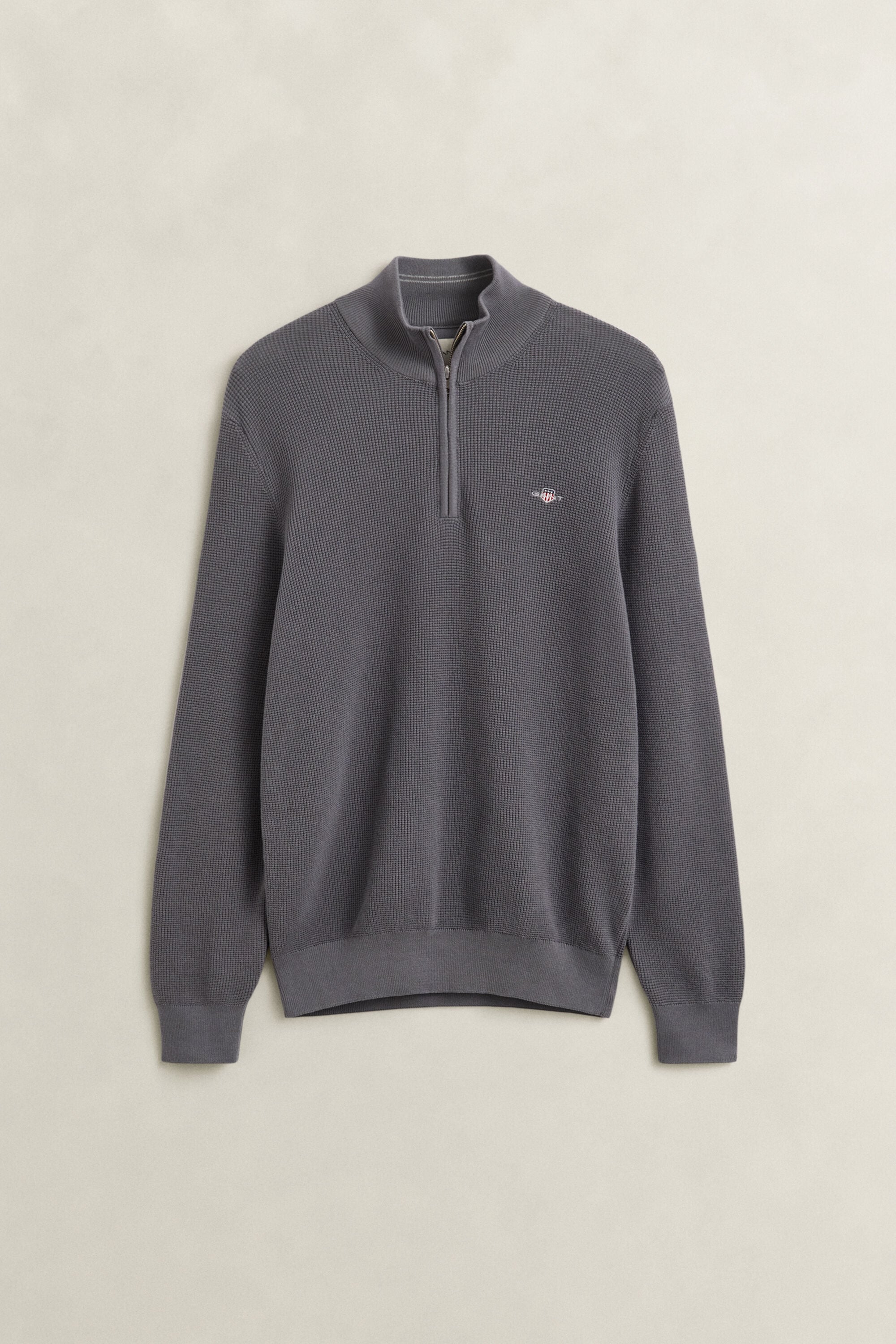 Maglia in cotone testurizzato con zip corta