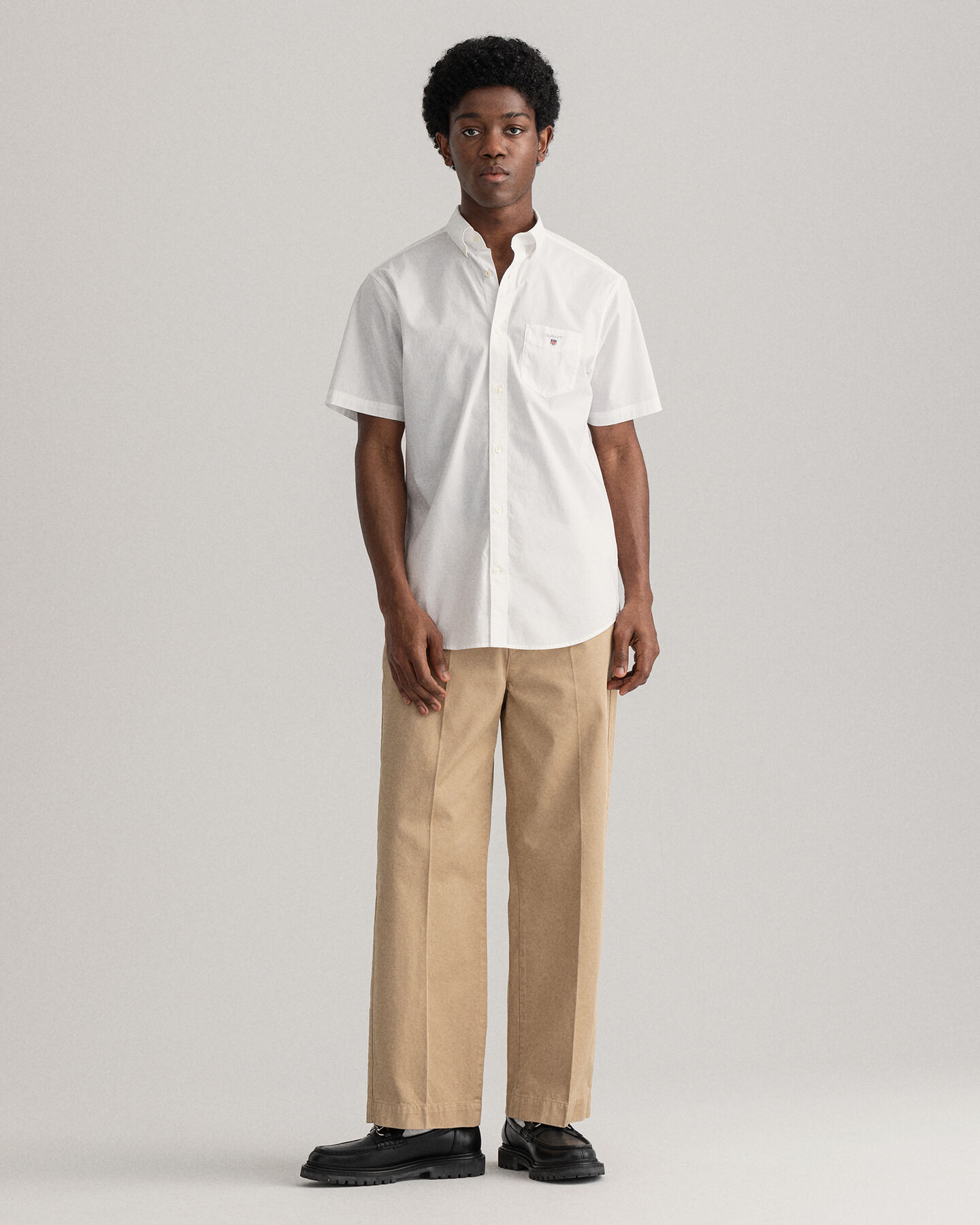 Camicia in broadcloth a maniche corte regular fit