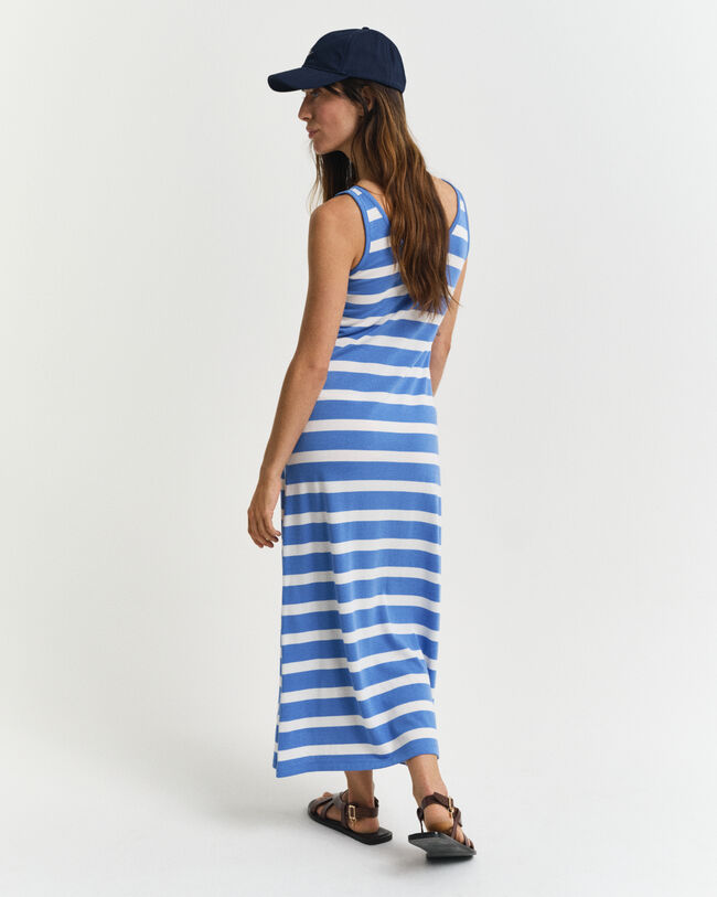 Abito midi in jersey a righe modello a canotta