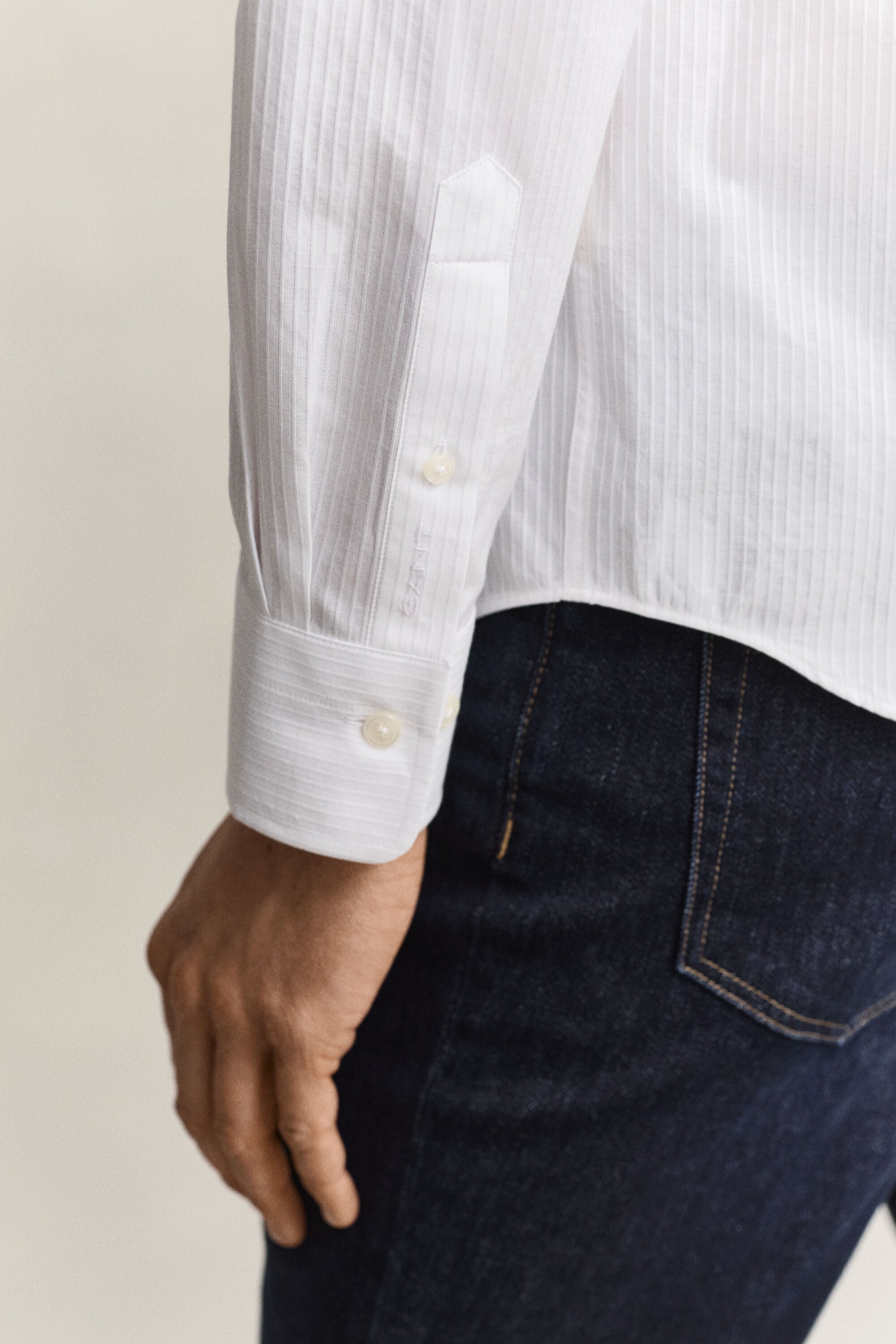 Camicia a righe in tessuto a spina di pesce regular fit