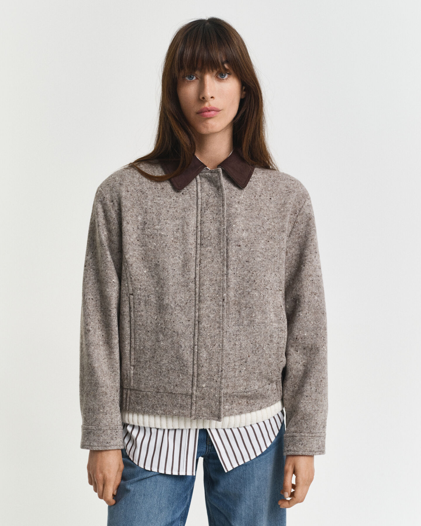 Giacca in lana con colletto a contrasto