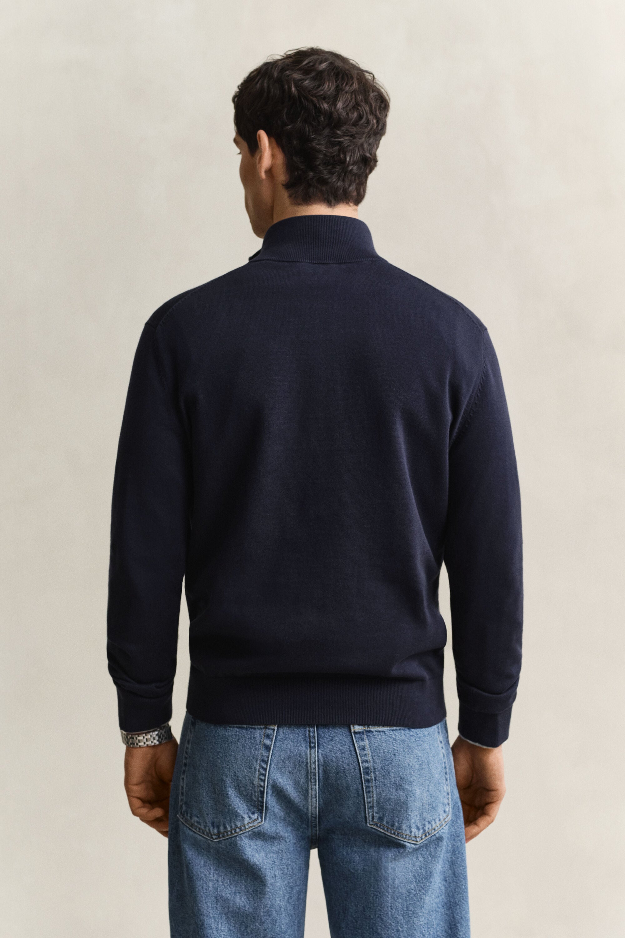 Maglia in cotone classico con zip corta