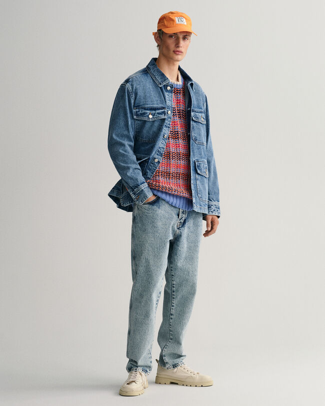 Maglia girocollo multicolore testurizzata