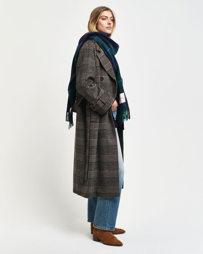 Trench a quadri in lana