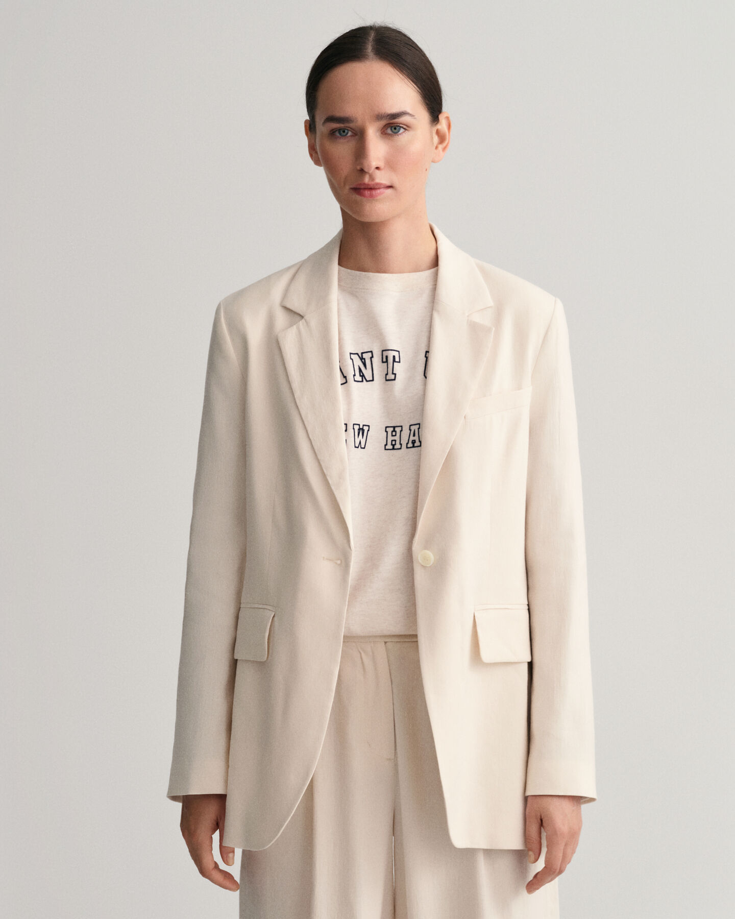 Blazer di lino elasticizzato regular fit