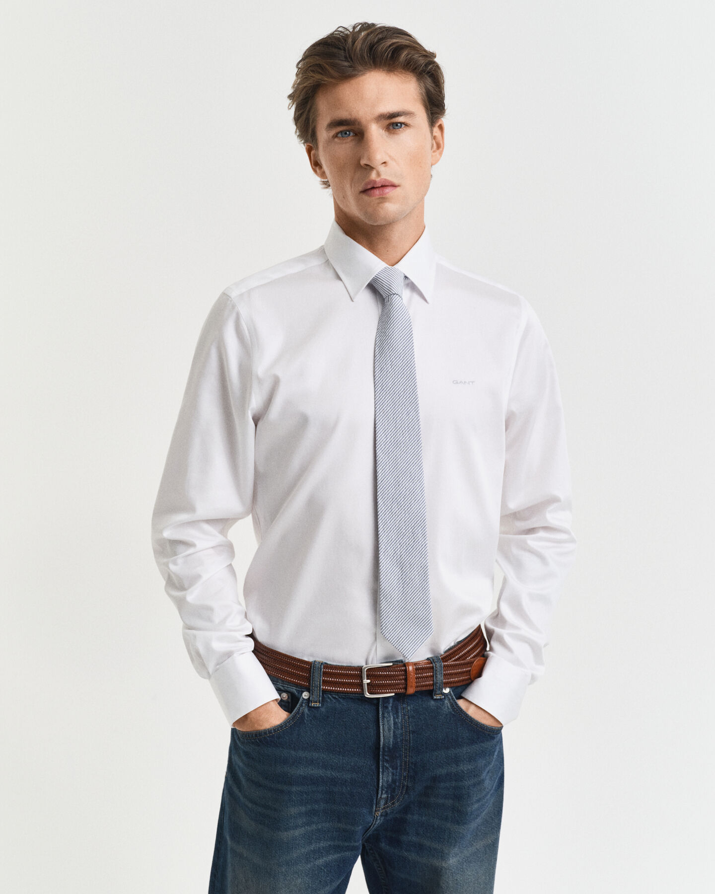 Camicia in raso slim fit