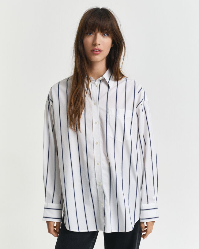 Camicia classica in popeline a righe oversize