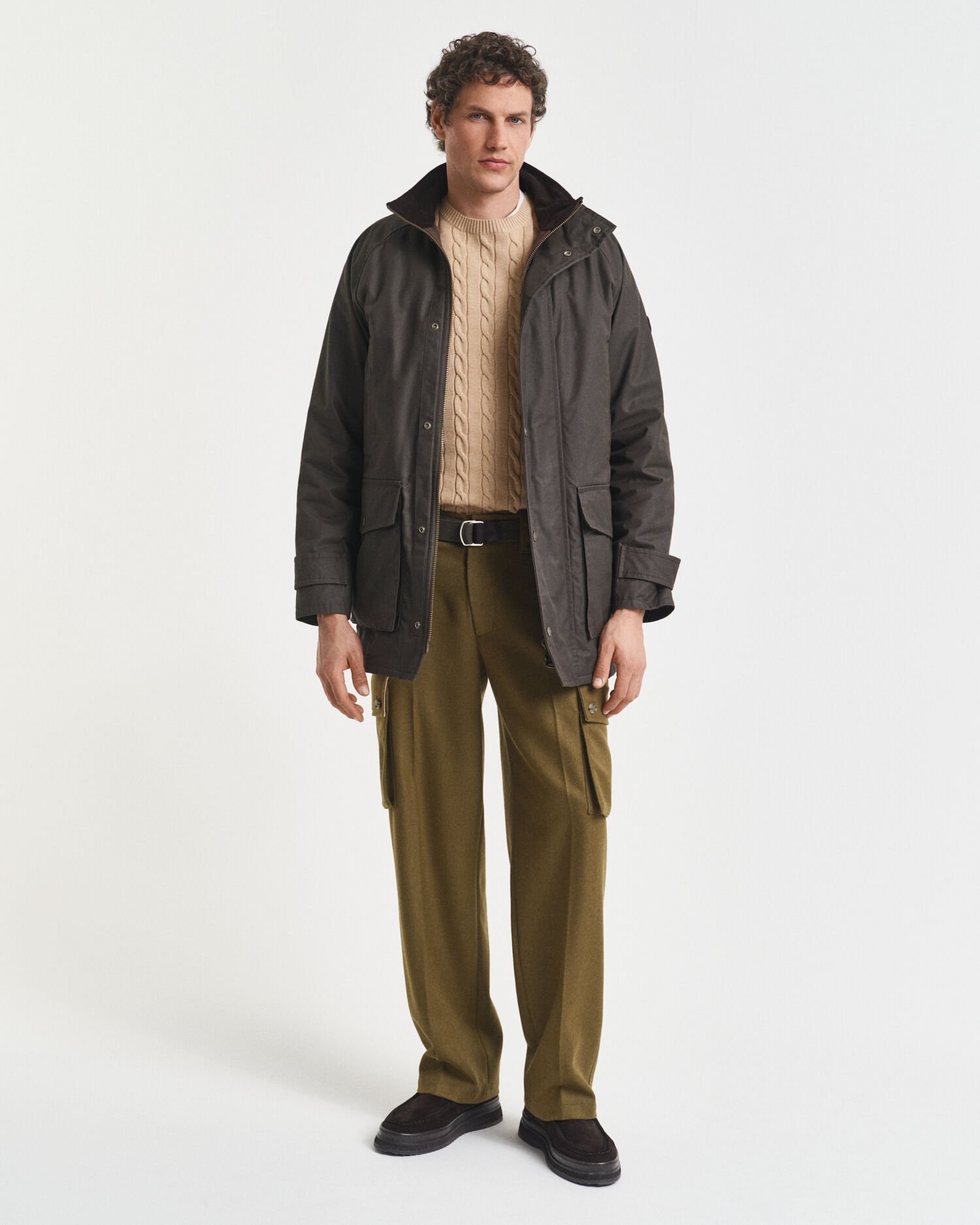 Maglia girocollo in cotone a trecce