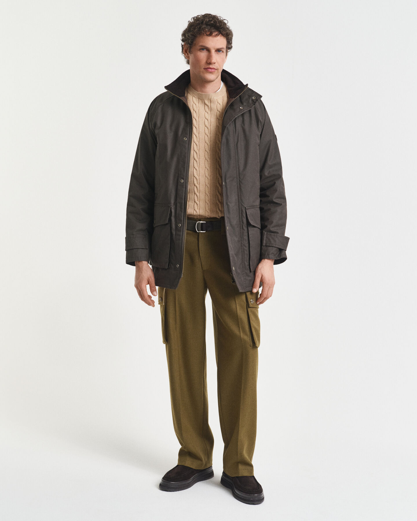 Maglia girocollo in cotone a trecce