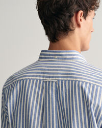 Camicia in misto cotone-lino a righe regular fit