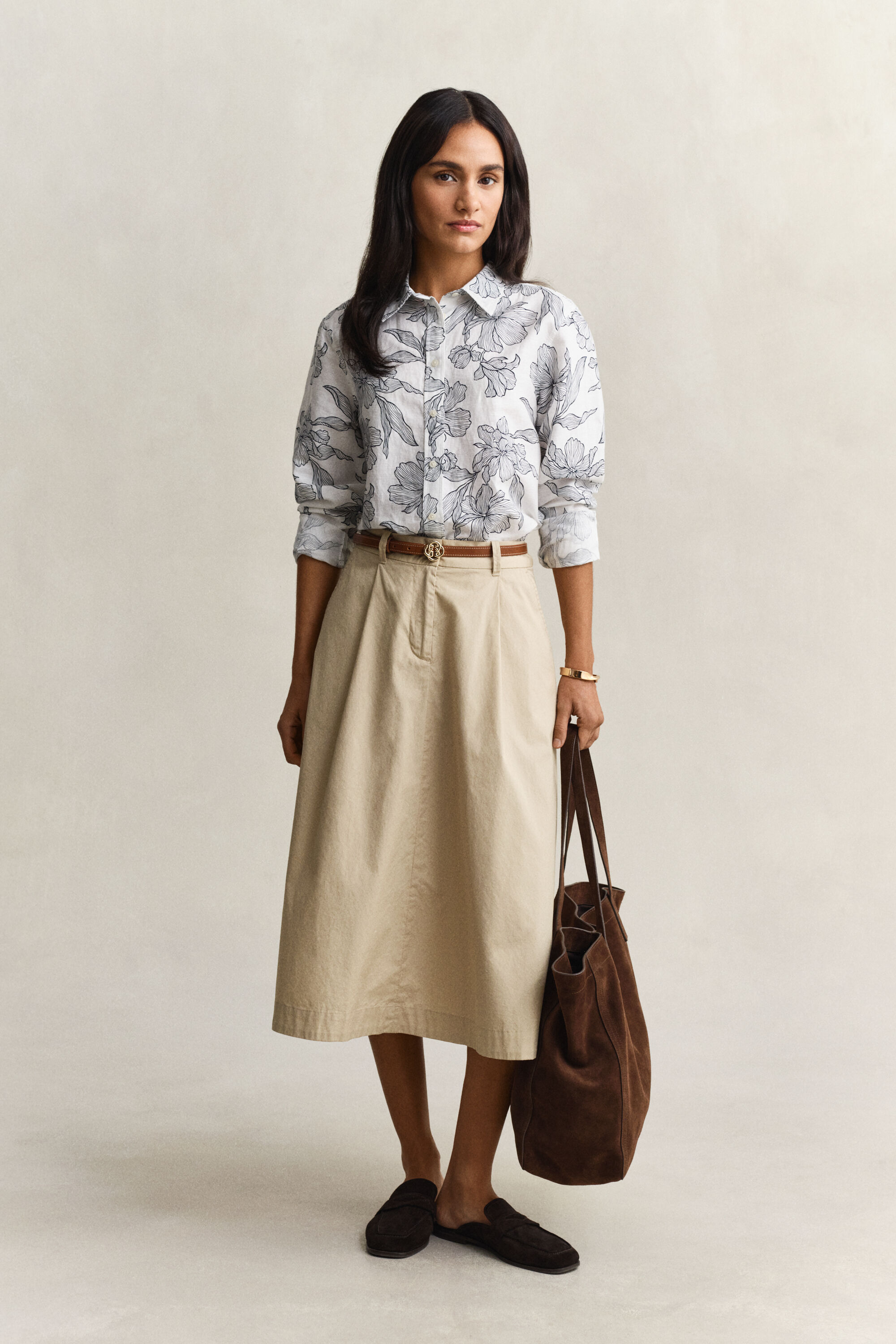 Camicia in lino con stampa floreale