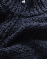 Maglia in cotone fiammato con zip corta relaxed fit