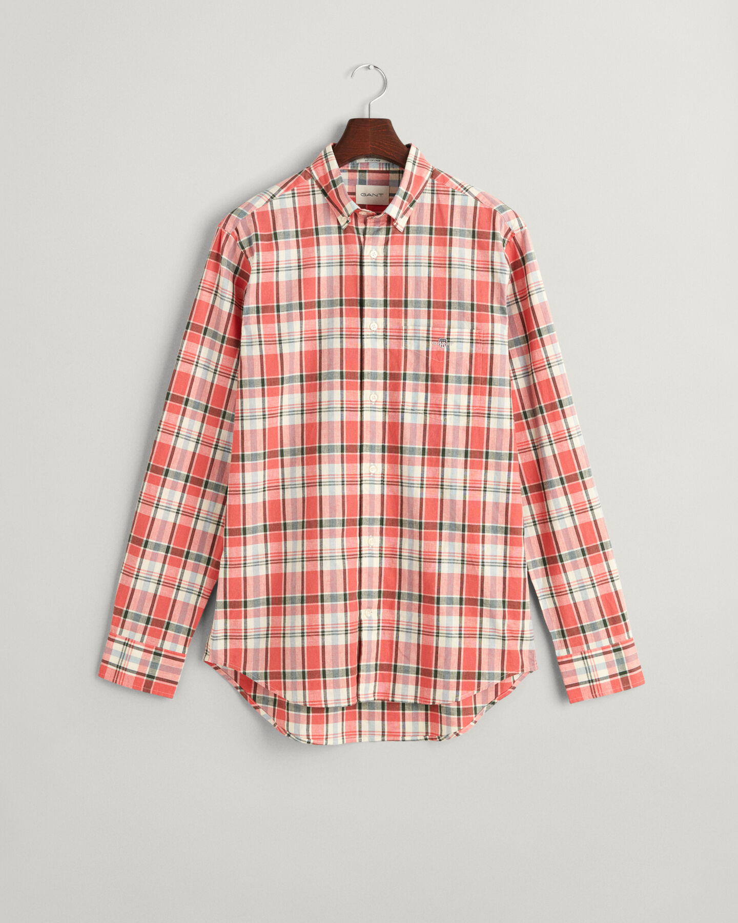 Camicia in misto lino-cotone a quadri regular fit