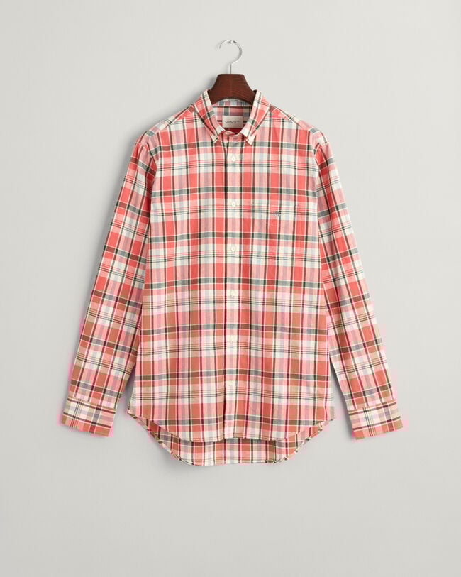 Camicia in misto lino-cotone a quadri regular fit
