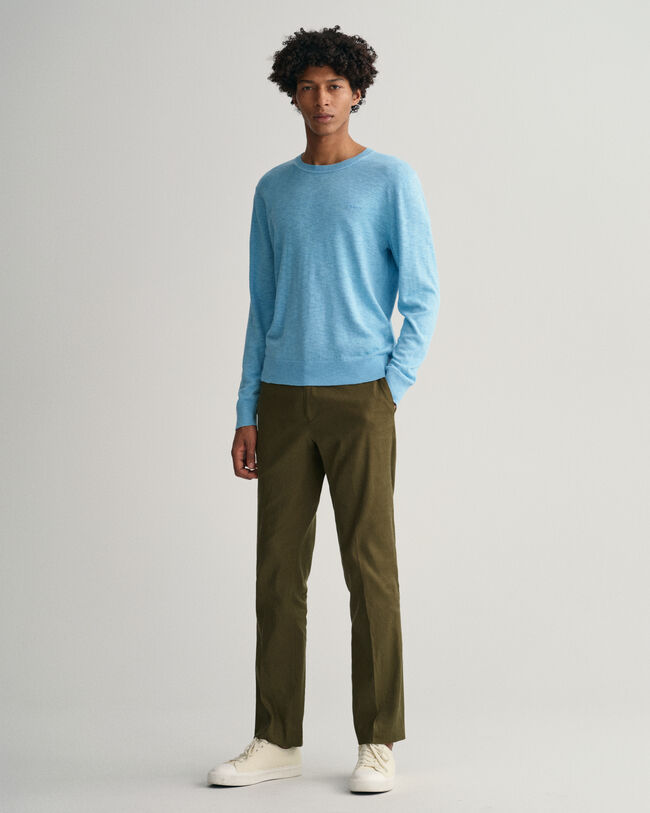 Maglia girocollo in misto cotone-lino