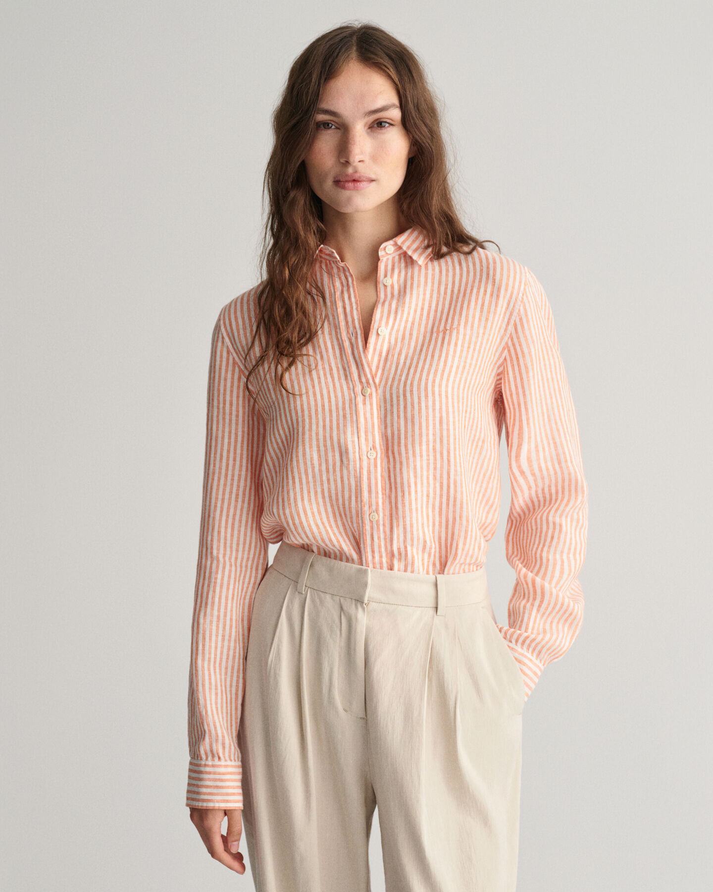 Camicia di lino a righe regular fit