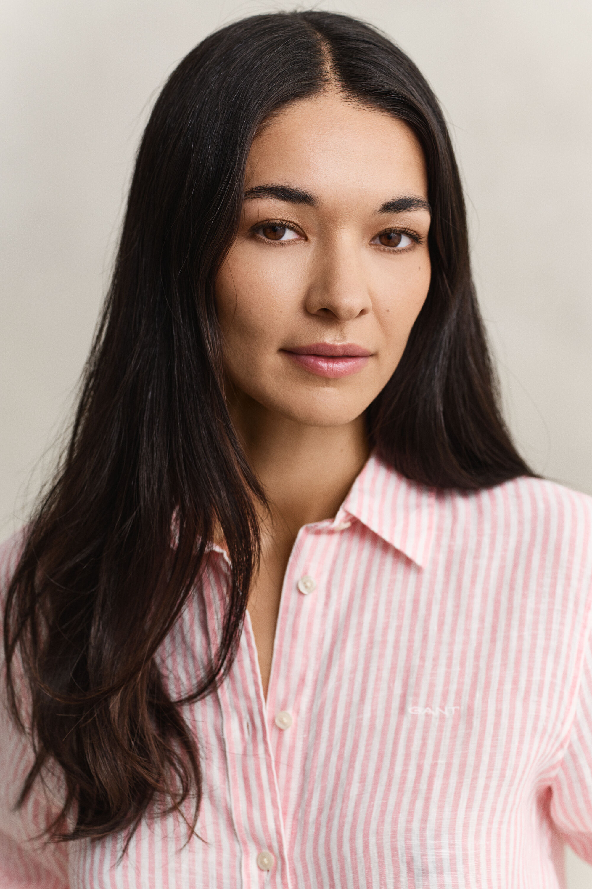 Camicia di lino a righe regular fit