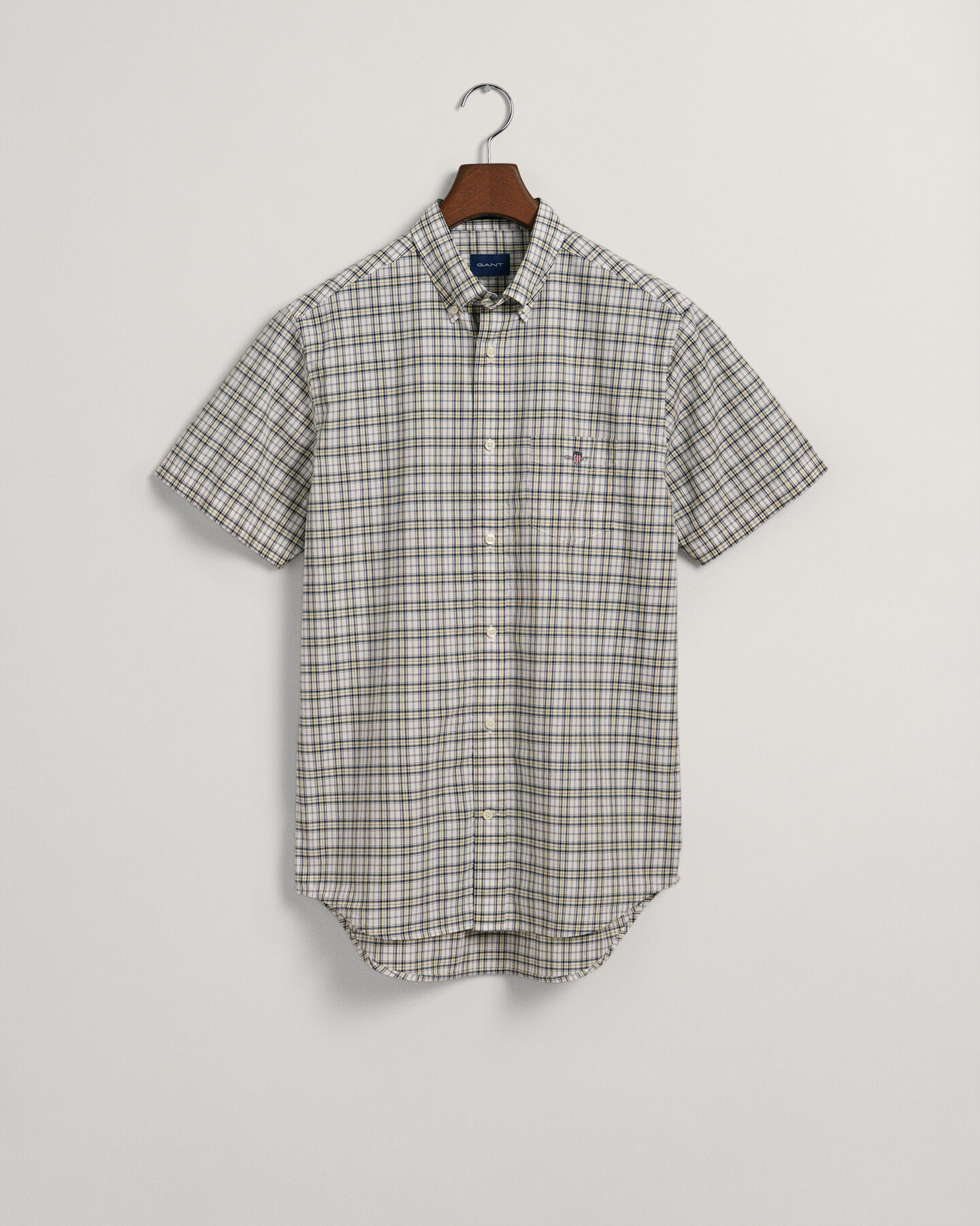 Camicia a maniche corte in popeline a quadretti regular fit