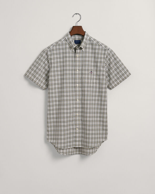 Camicia a maniche corte in popeline a quadretti regular fit