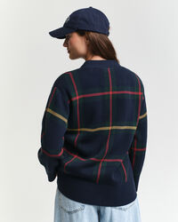 Cardigan a quadri con scollo a V