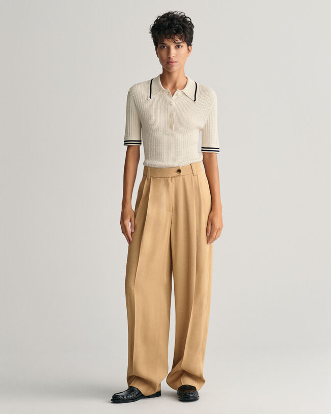 Polo in mini maglia a trecce