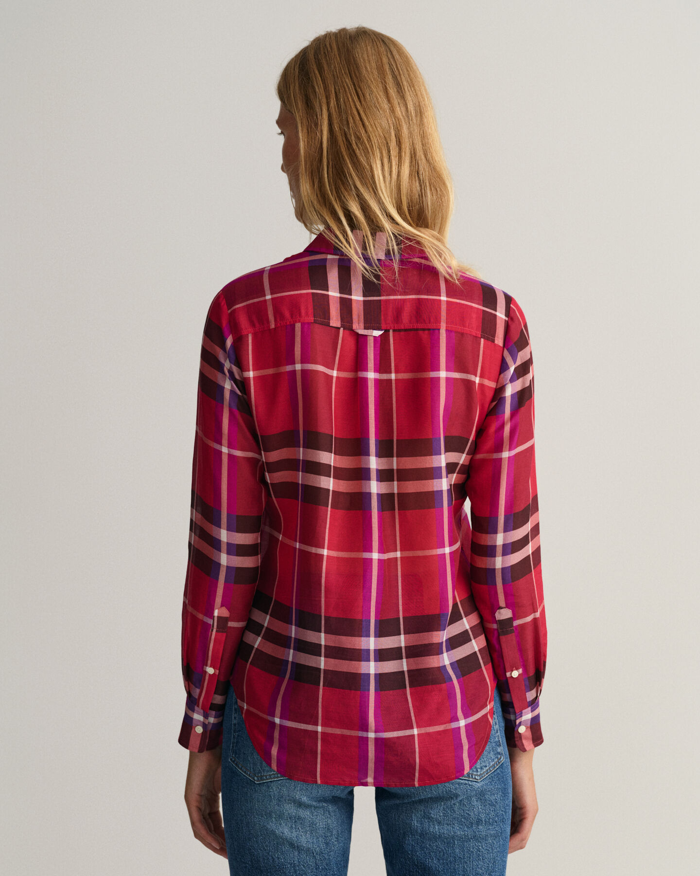 Camicia a quadri in misto cotone-seta regular fit