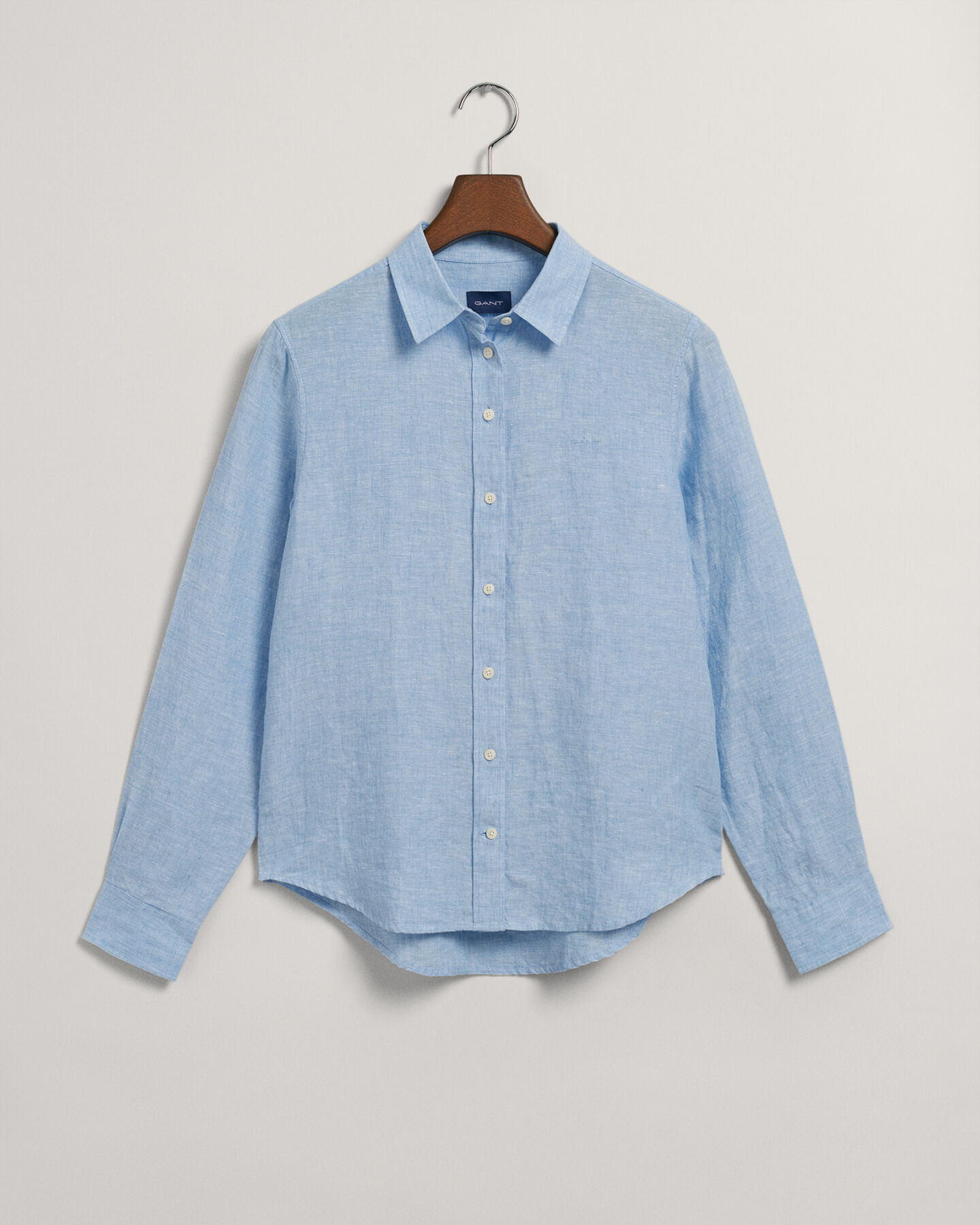 Camicia di lino a quadri in chambray regular fit