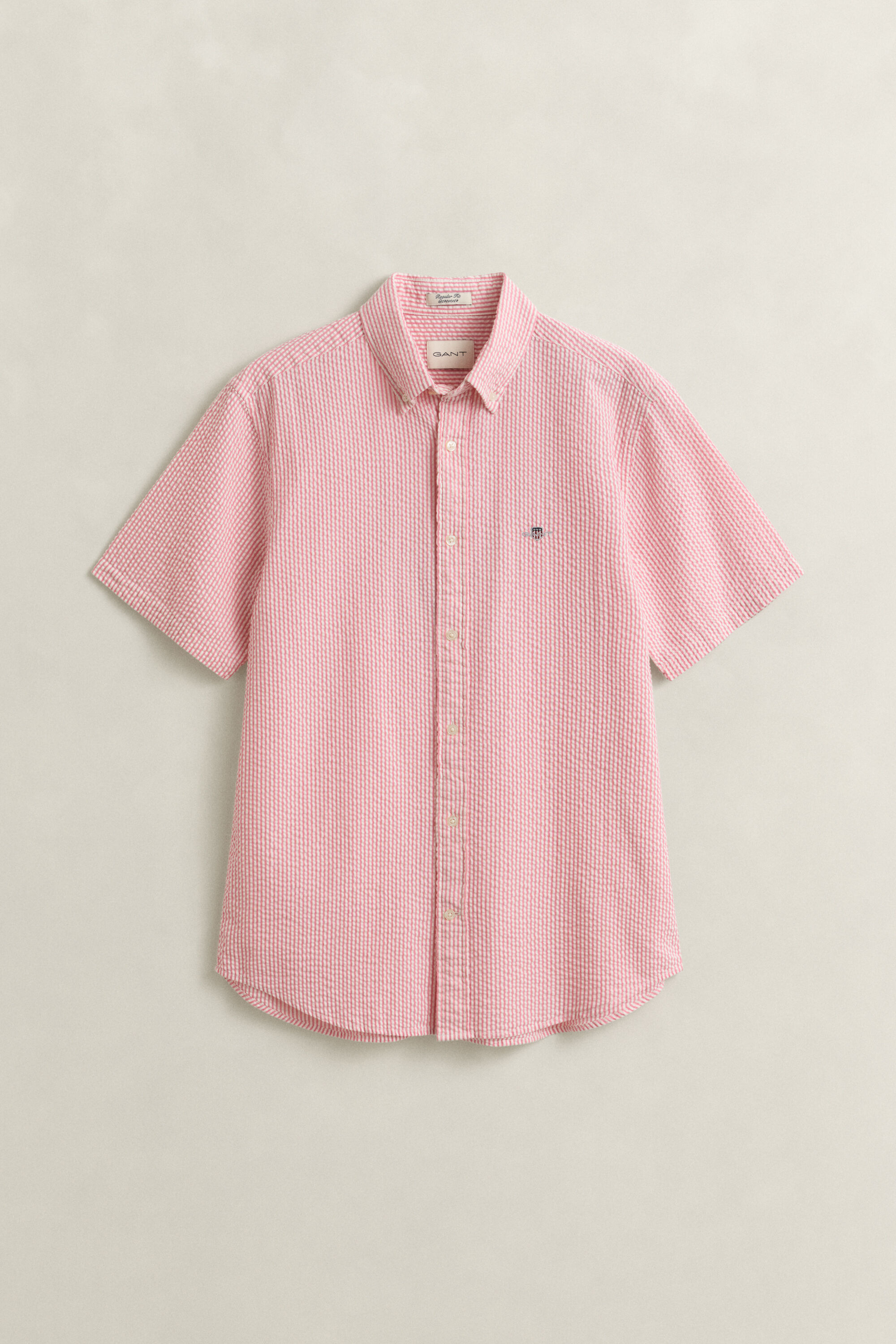 Camicia a maniche corte in seersucker a righe