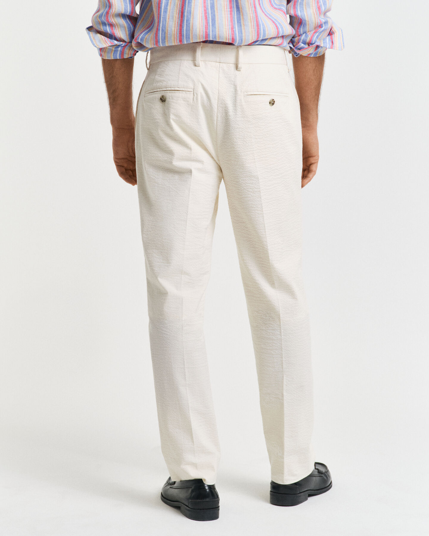 Pantaloni da abito in seersucker affusolati slim fit