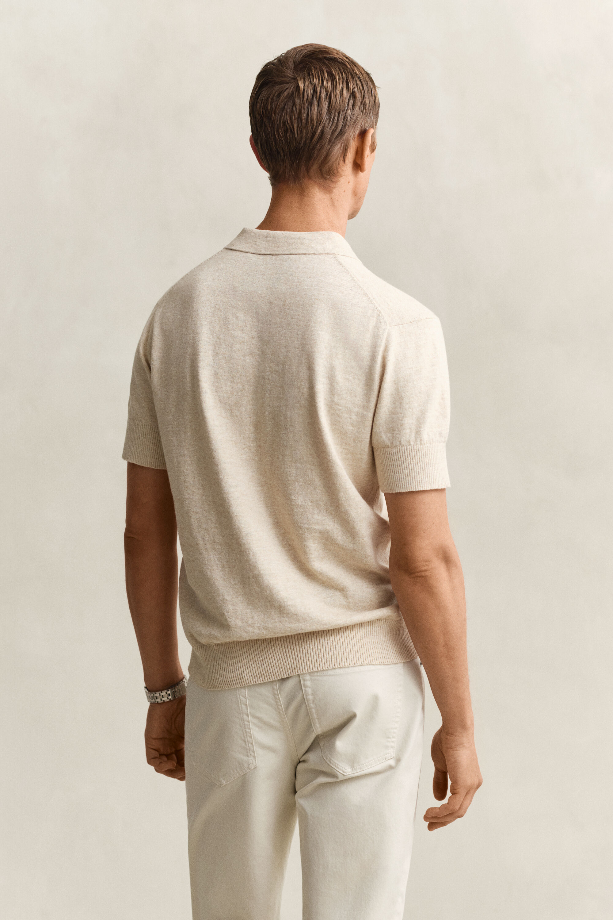 Polo a maniche corte in misto cotone fiammato