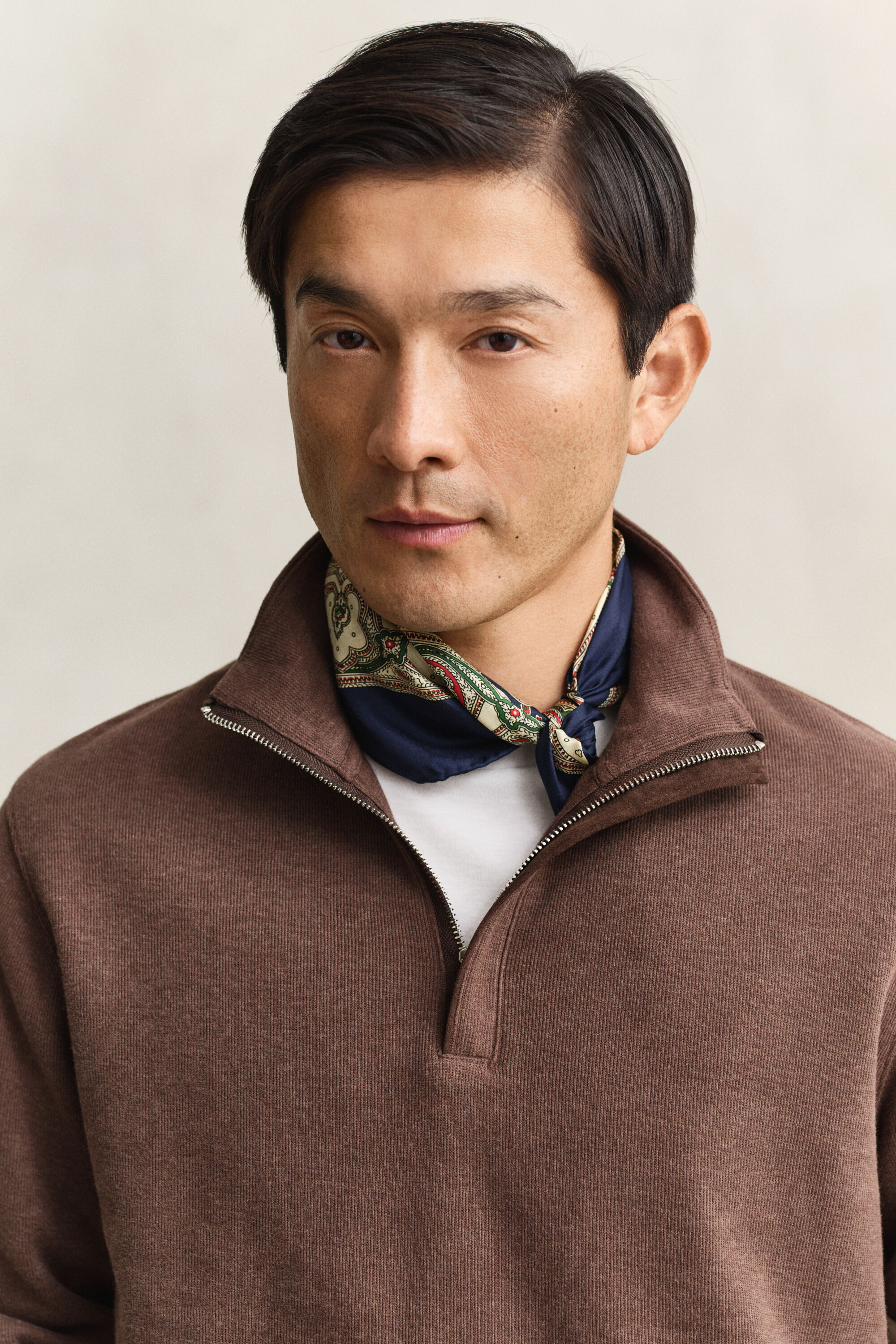 Felpa Sacker Rib con zip corta