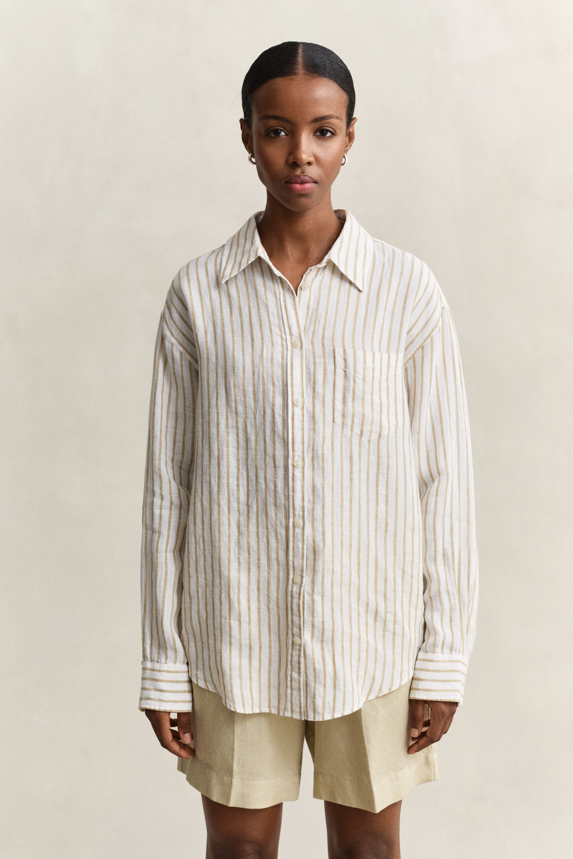 Camicia di lino a righe relaxed fit